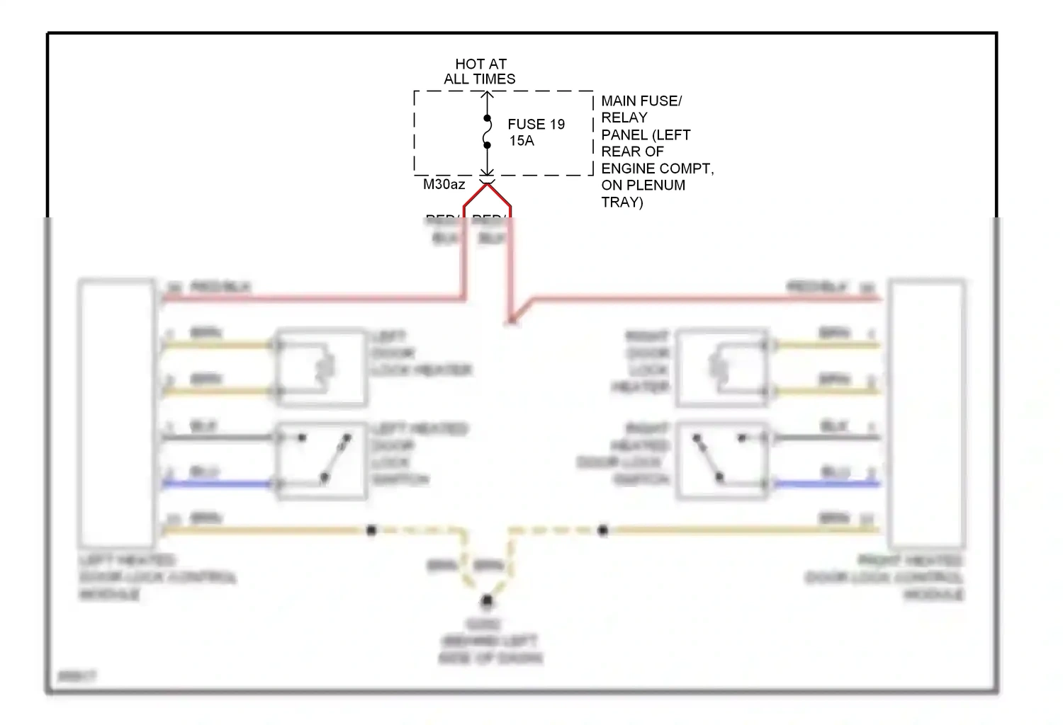Wiring diagram right heated door lock control module for Audi Cabriolet I (1991-2000) (1 of 1)