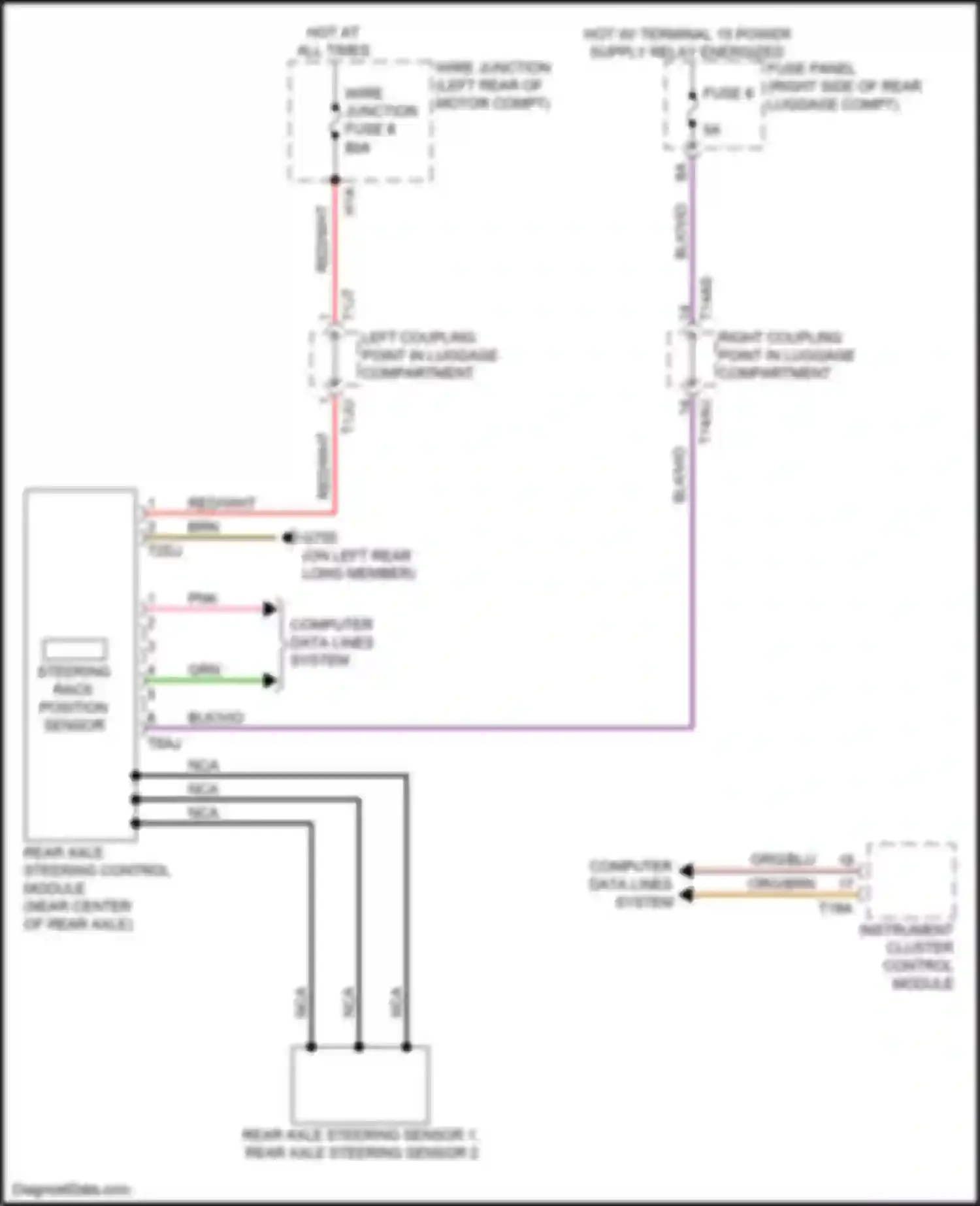 Wiring diagram rear axle steering sensor 1, rear axle steering sensor 2 for Audi e-tron GT I (2020-2024) (1 of 1)