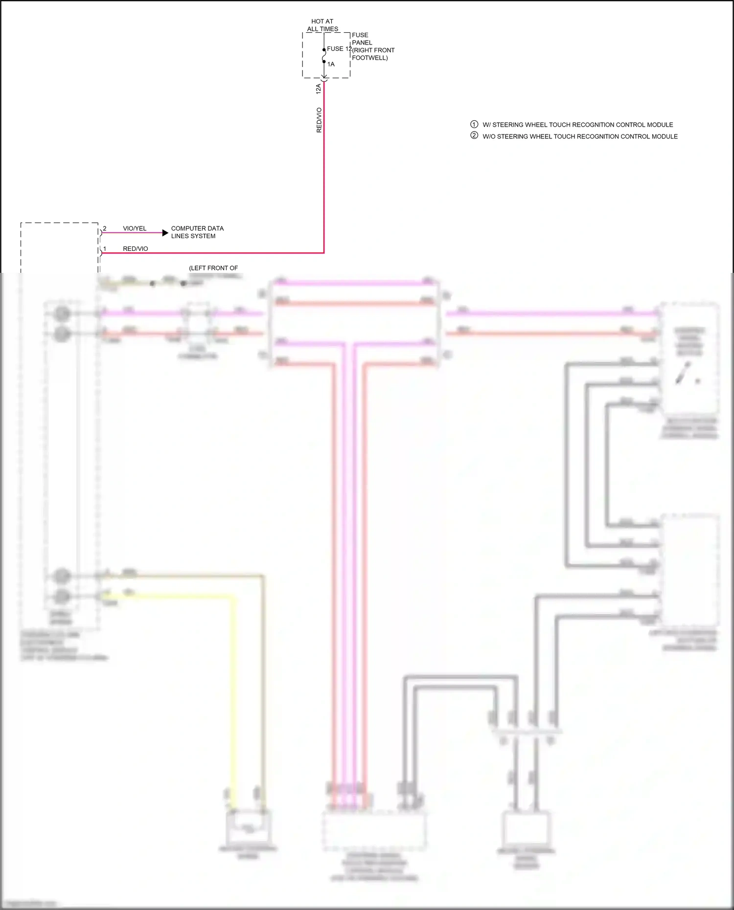 Audi e-tron S I (2020-2024) left multi-function buttons on steering wheel wiring diagram  (1 of 2)