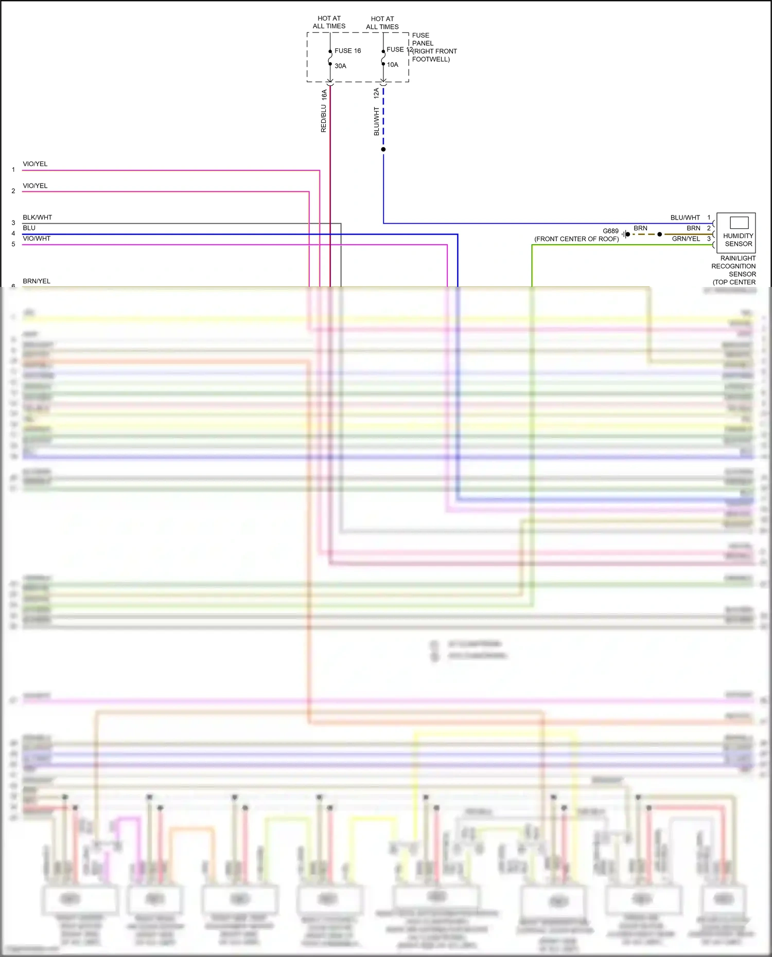 Audi e-tron S I (2020-2024) rain/light recognition sensor wiring diagram  (1 of 6)