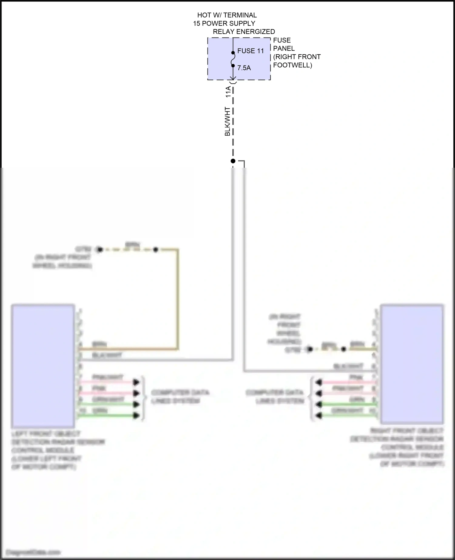 Audi e-tron S I (2020-2024) right front object detection radar sensor control module wiring diagram  (3 of 4)