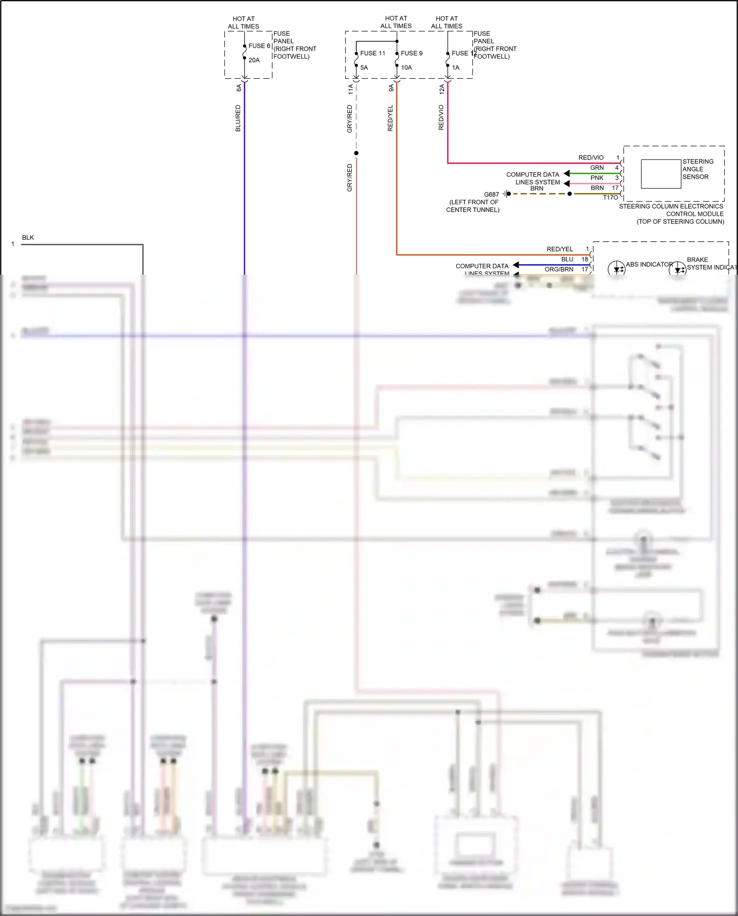 Audi e-tron S I (2020-2024) steering angle sensor wiring diagram  (1 of 3)