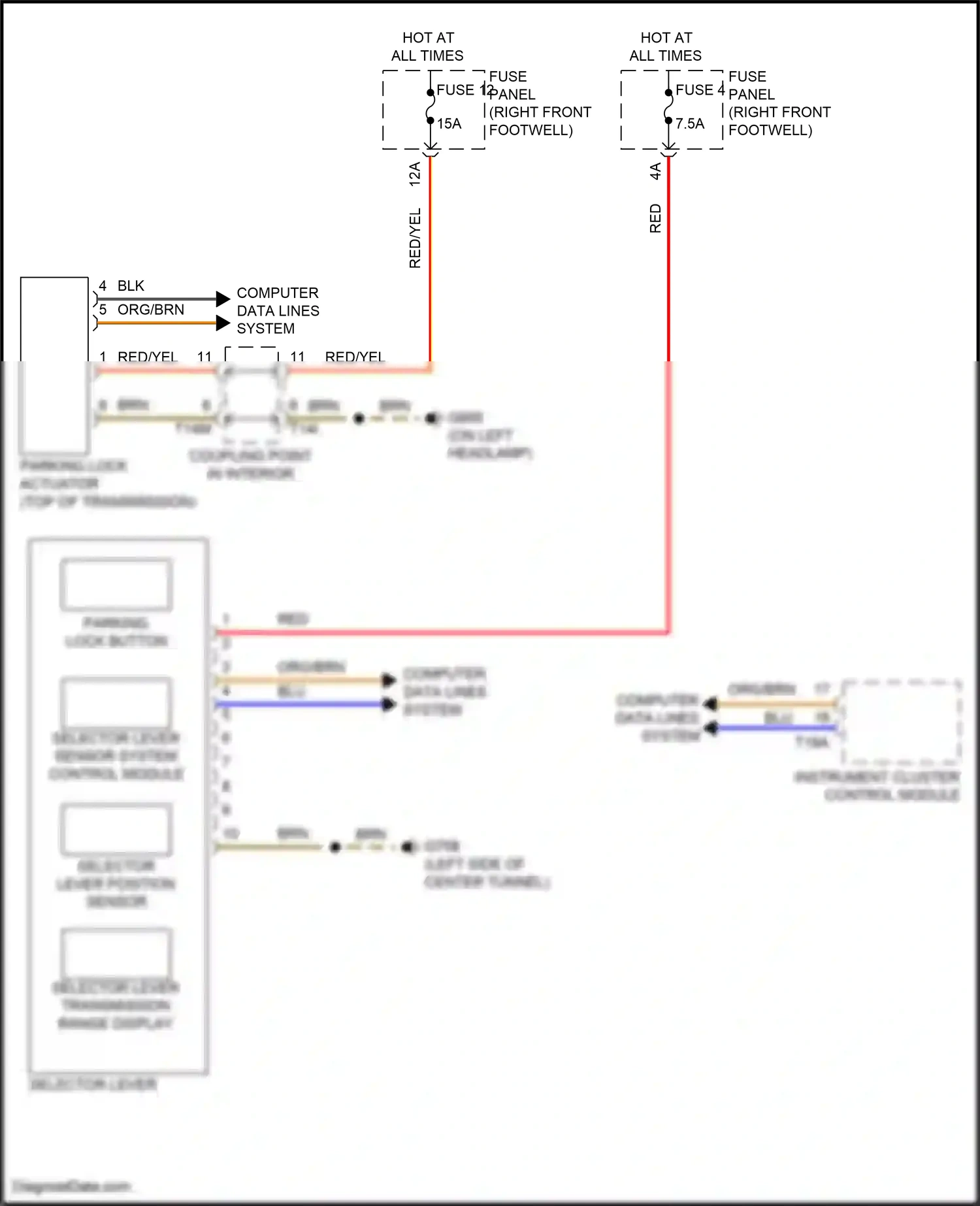 Audi e-tron Sportback I (2019-2024) selector lever sensor system control module wiring diagram  (2 of 2)