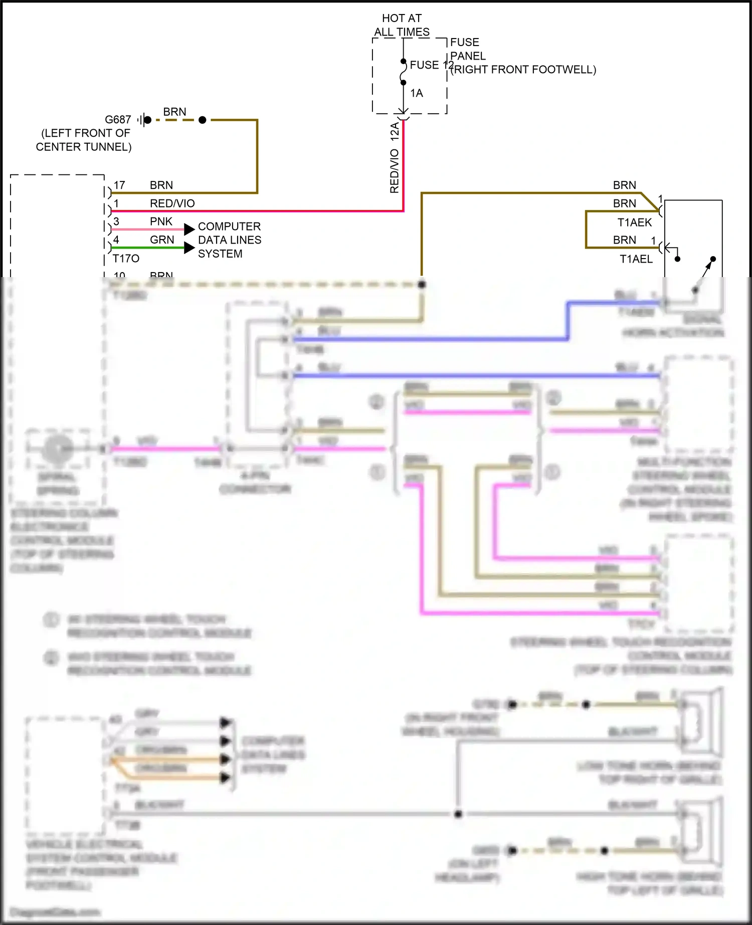 Audi e-tron Sportback I (2019-2024) steering column electronics control module wiring diagram  (7 of 14)