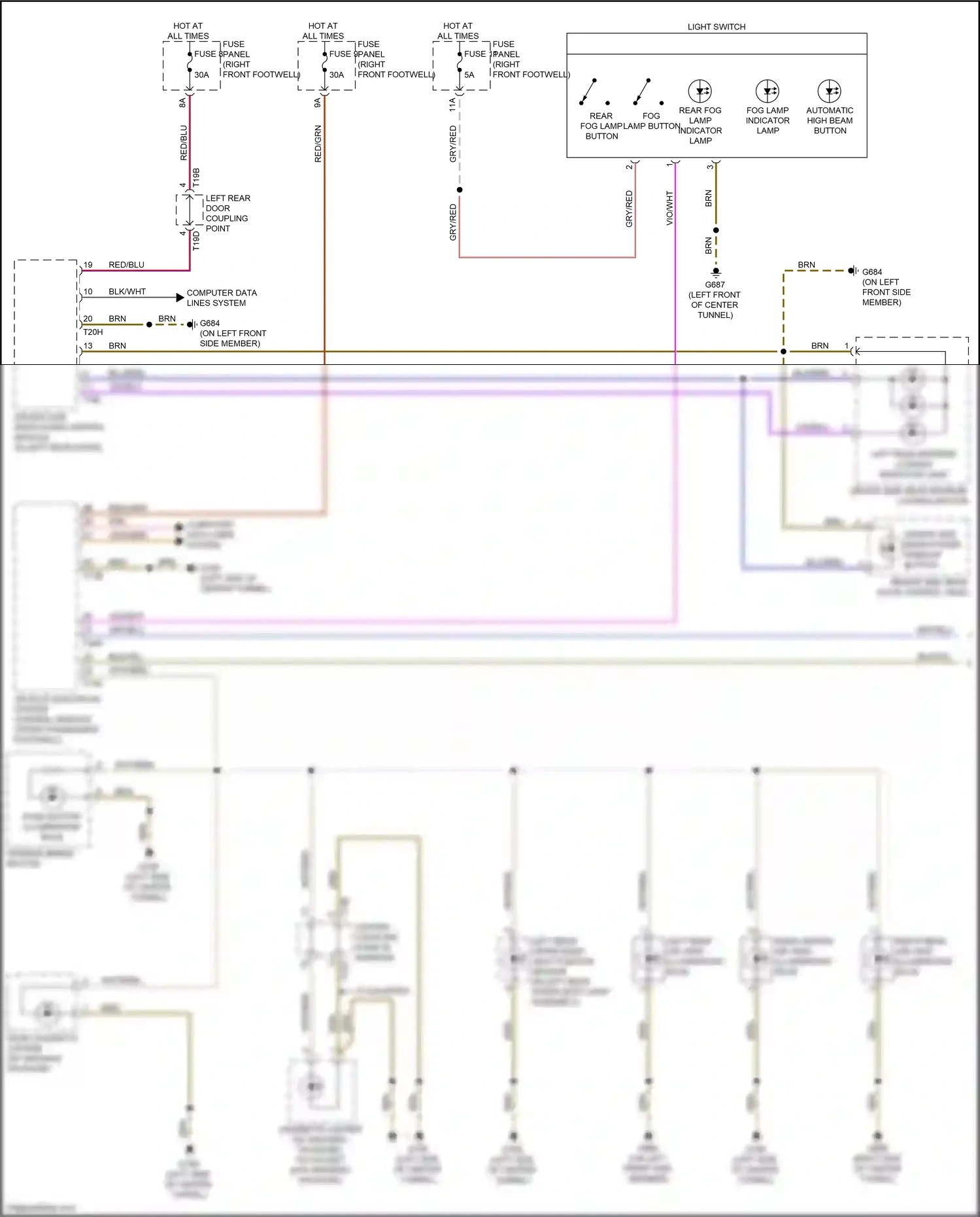 Audi e-tron I (2018-2024) automatic high beam button wiring diagram  (2 of 2)