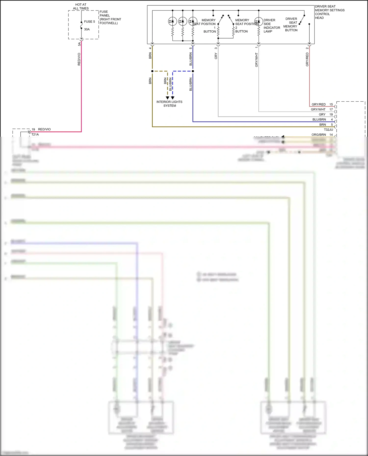 Audi e-tron I (2018-2024) driver backrest adjustment sensor wiring diagram  (3 of 3)