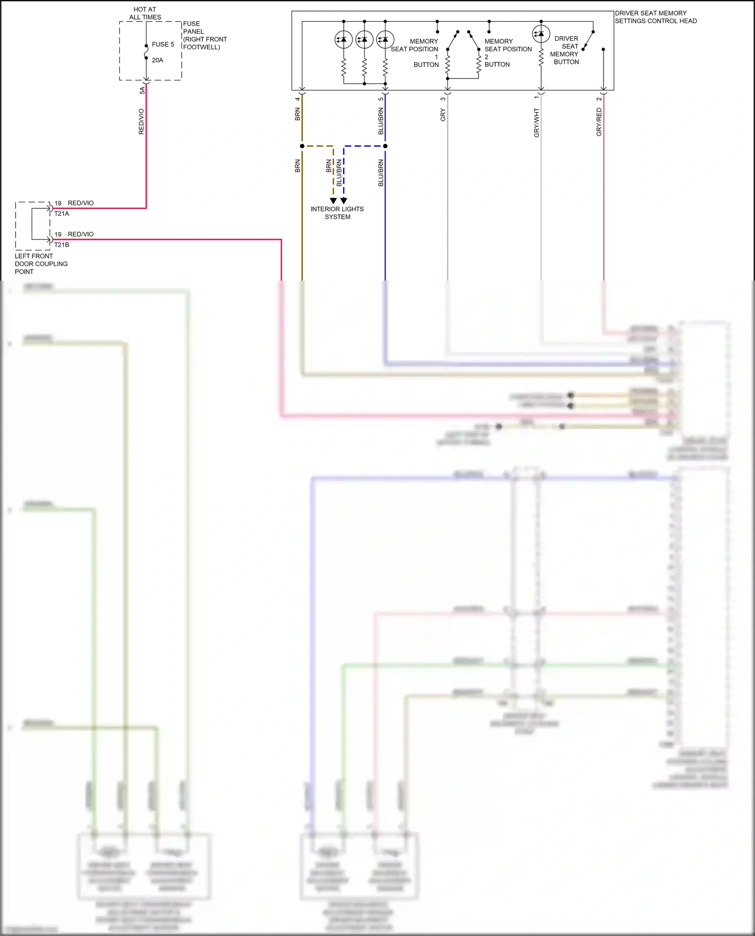 Audi e-tron I (2018-2024) driver backrest adjustment sensor wiring diagram  (2 of 3)