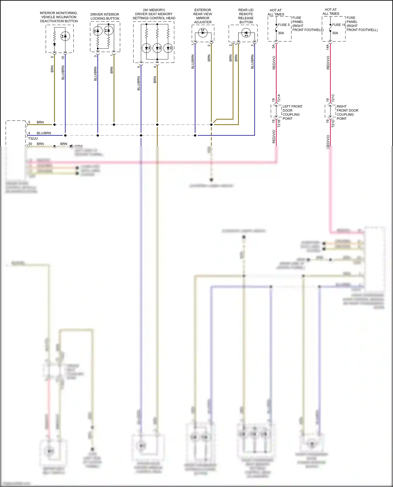 Audi e-tron I (2018-2024) driver door control module wiring diagram  (6 of 19)