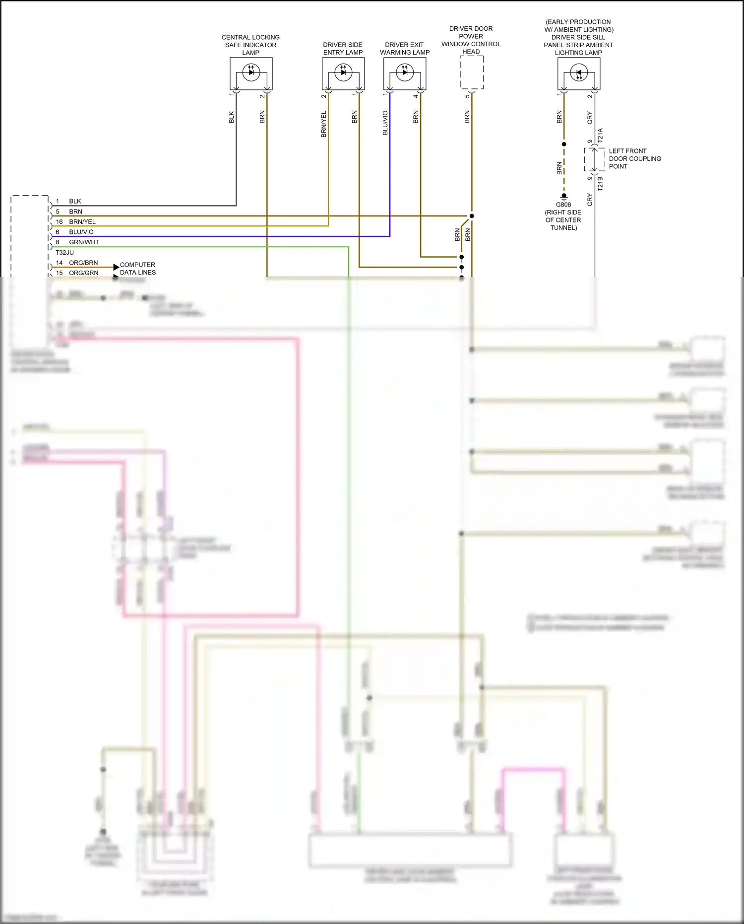 Audi e-tron I (2018-2024) driver interior locking button wiring diagram  (1 of 2)