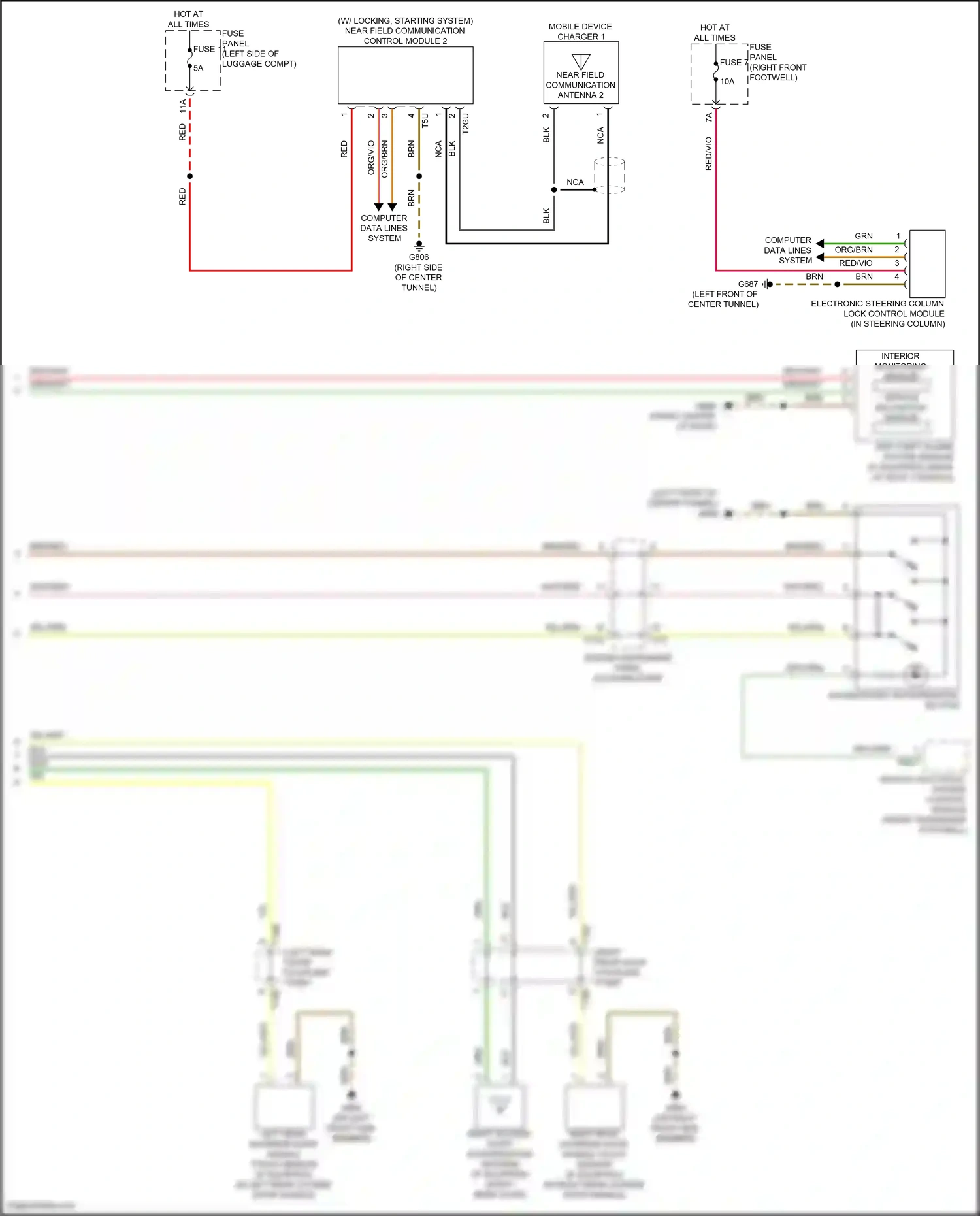 Audi e-tron I (2018-2024) electronic steering column lock control module wiring diagram  (1 of 5)