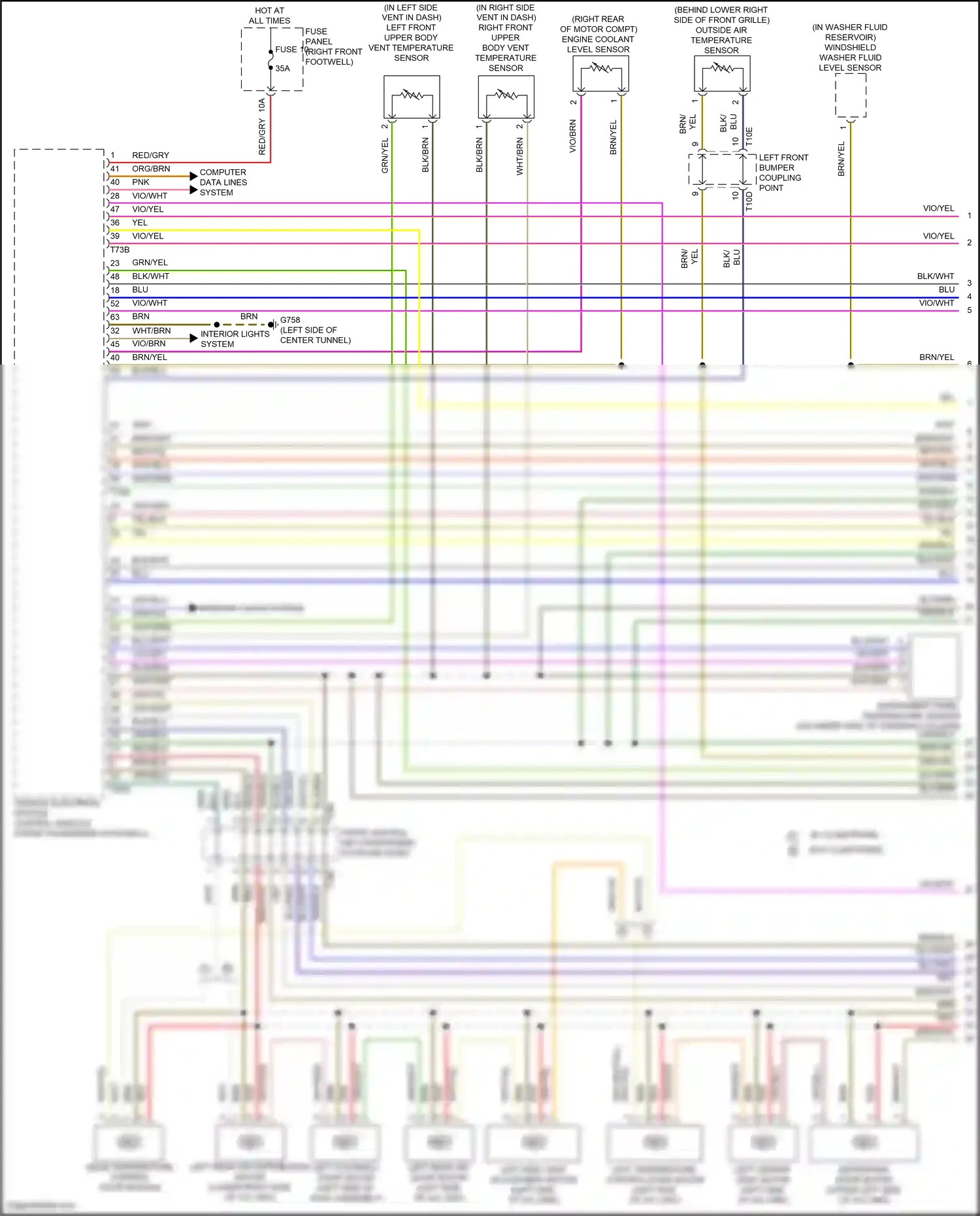 Audi e-tron I (2018-2024) instrument panel temperature sensor wiring diagram  (1 of 1)