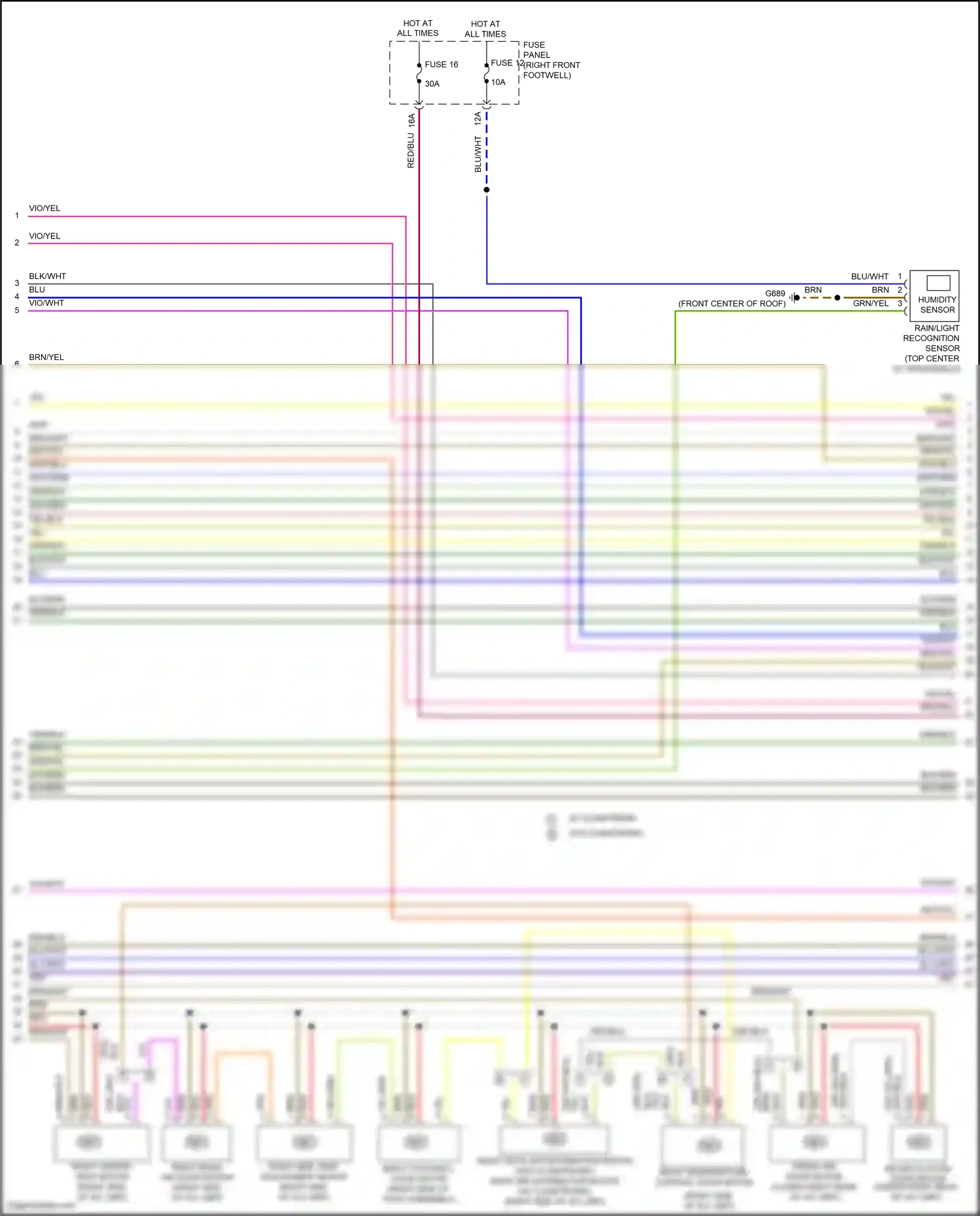 Audi e-tron I (2018-2024) rain/light recognition sensor wiring diagram  (1 of 6)