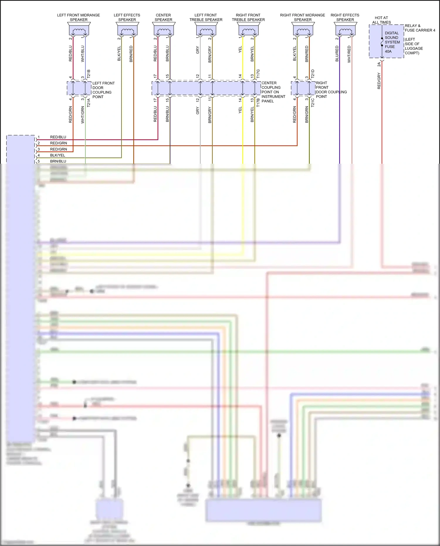 Audi e-tron I (2018-2024) right front midrange speaker wiring diagram  (1 of 2)