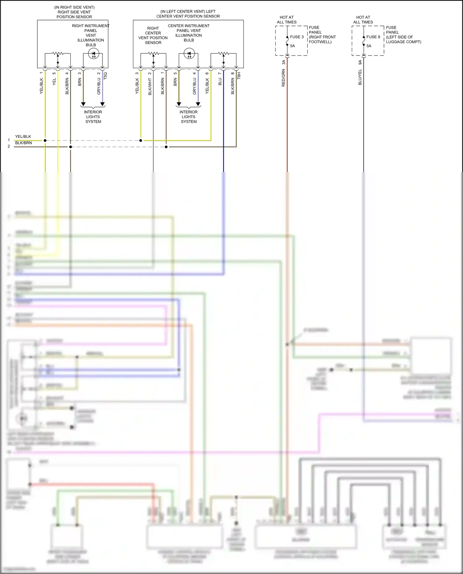 Audi e-tron I (2018-2024) right side vent position sensor wiring diagram  (1 of 3)