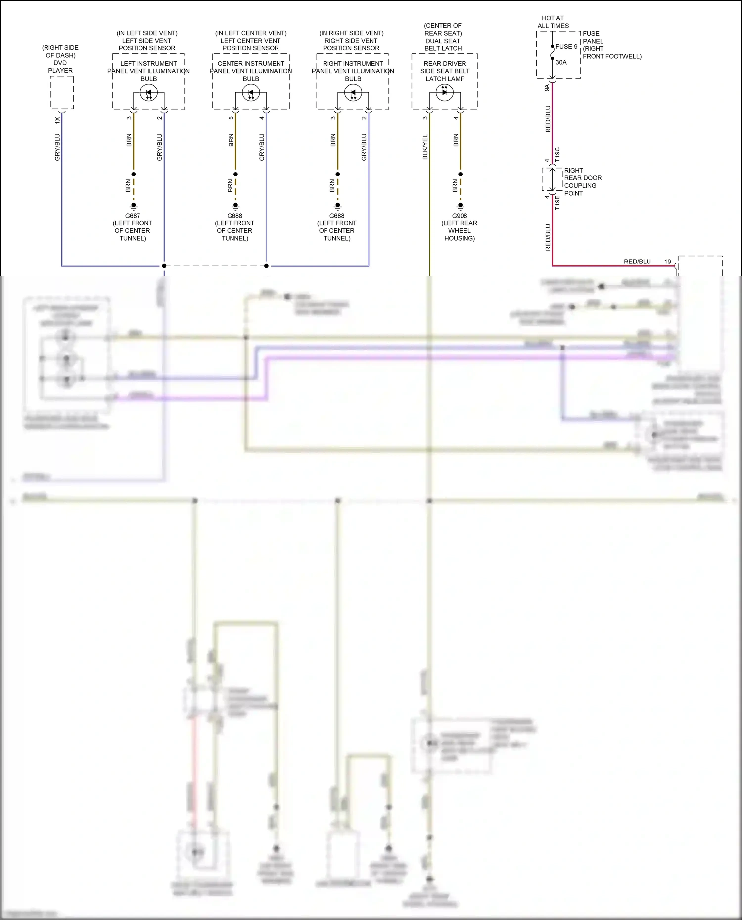 Audi e-tron I (2018-2024) right side vent position sensor wiring diagram  (3 of 3)