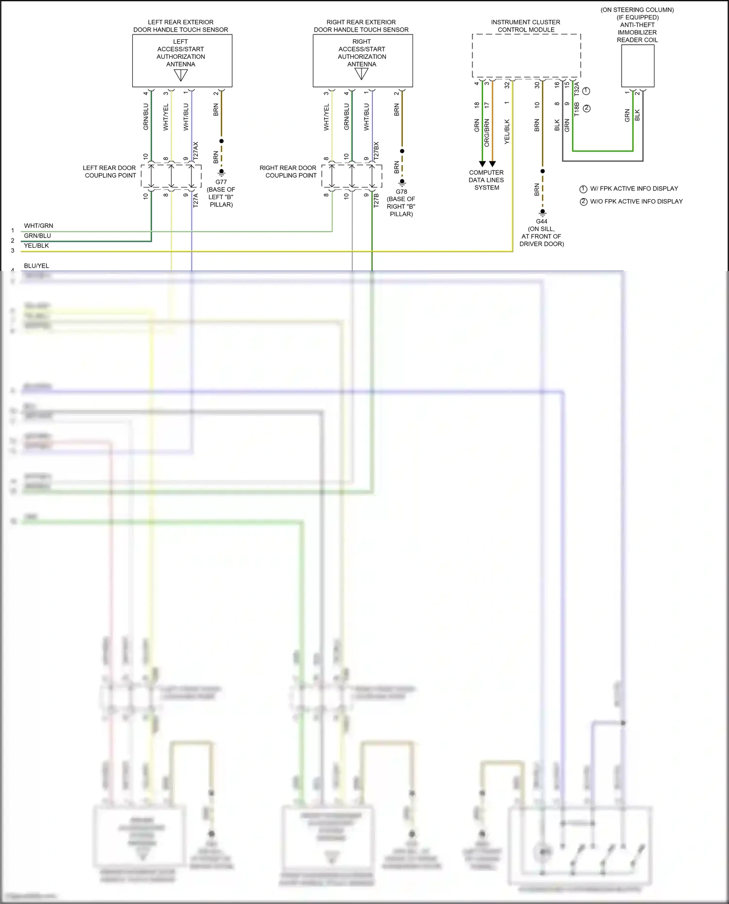 Audi Q3 II (2018-2024) access/start authorization button wiring diagram  (1 of 3)