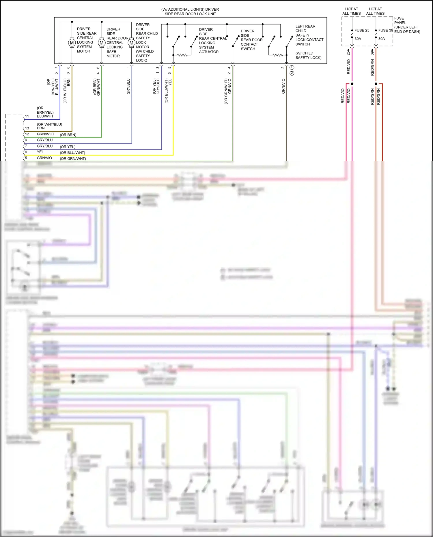 Audi Q3 II (2018-2024) driver interior locking button wiring diagram  (2 of 5)