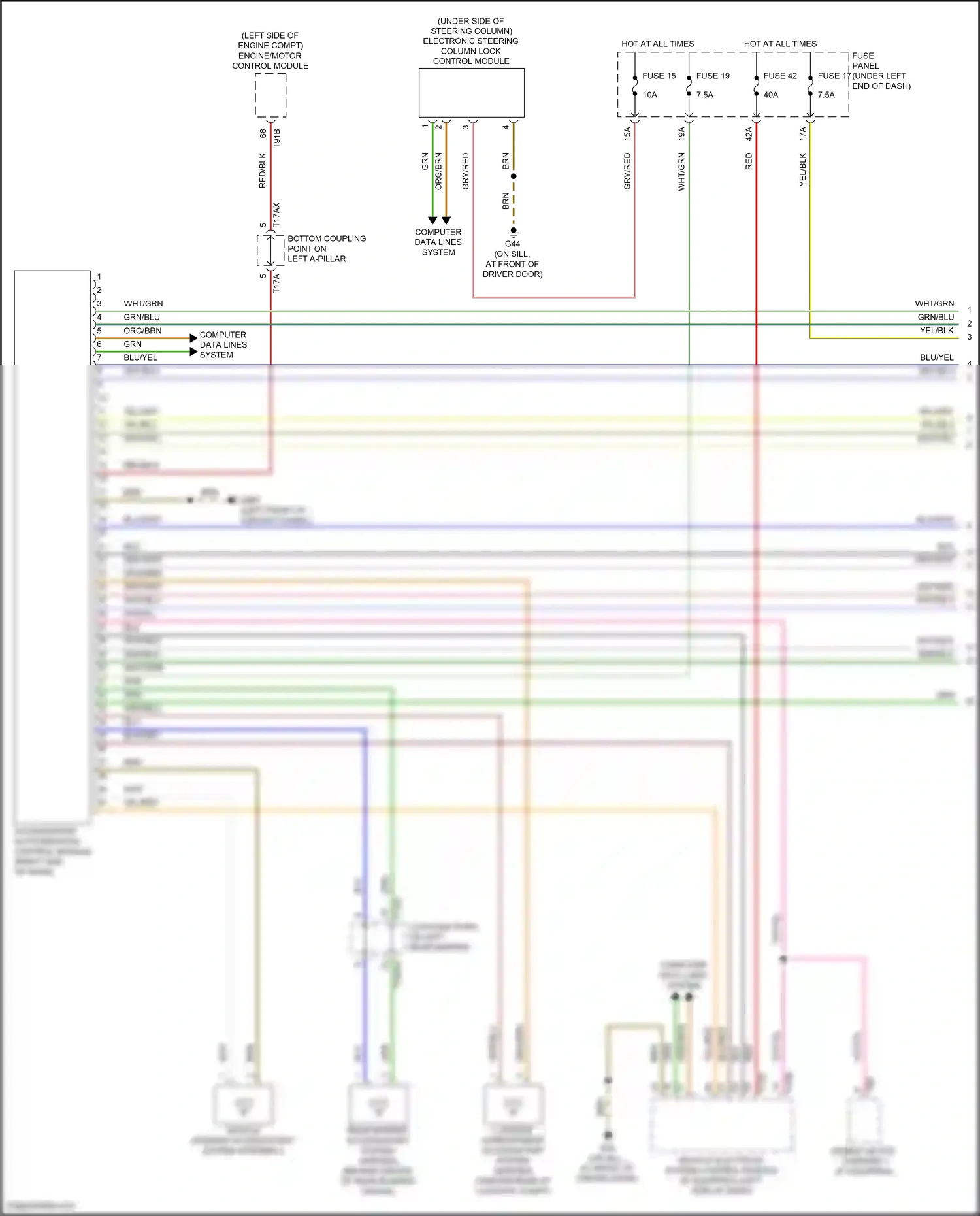 Audi Q3 II (2018-2024) electronic steering column lock control module wiring diagram  (1 of 5)