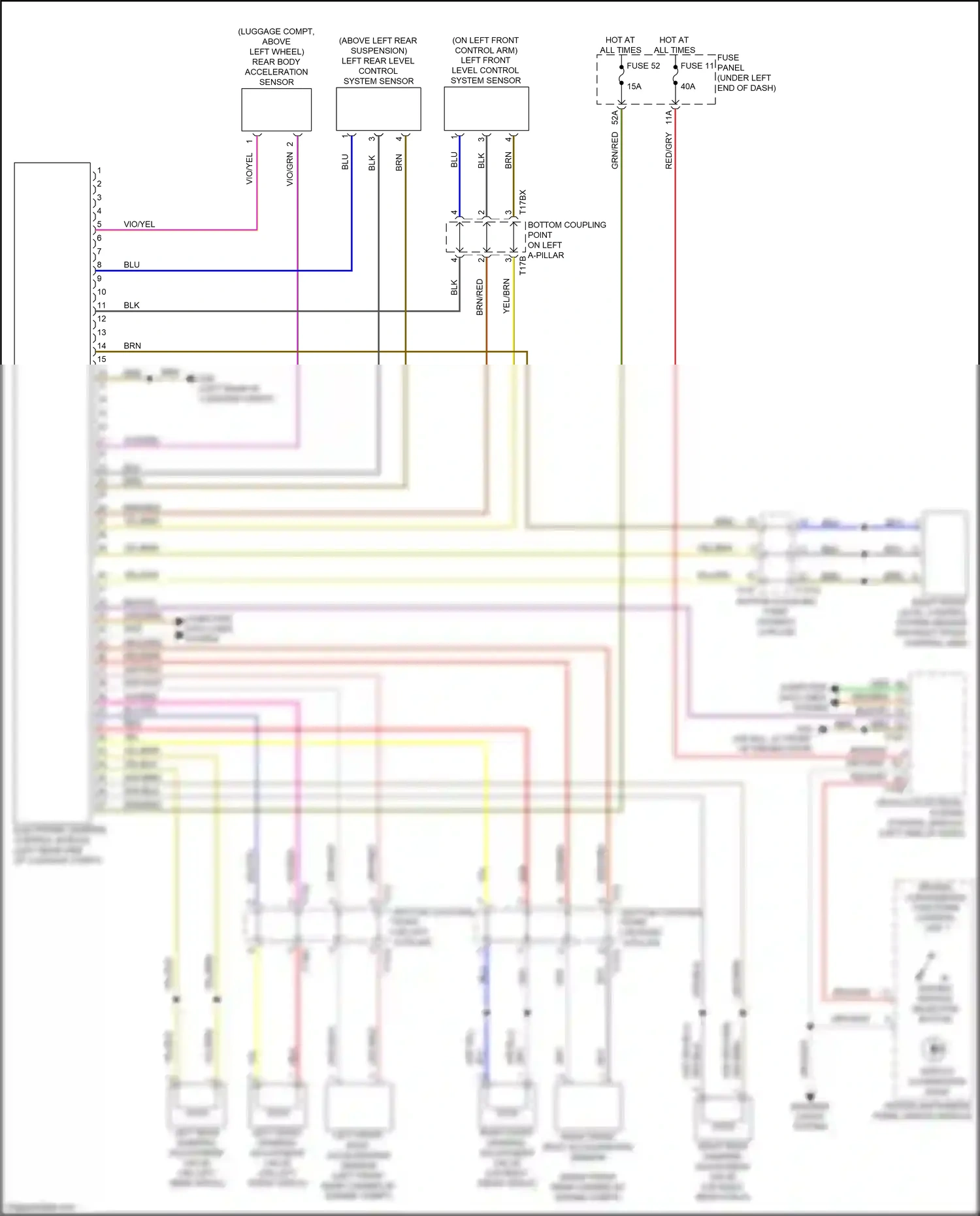 Audi Q3 II (2018-2024) left front level control system sensor wiring diagram  (1 of 2)