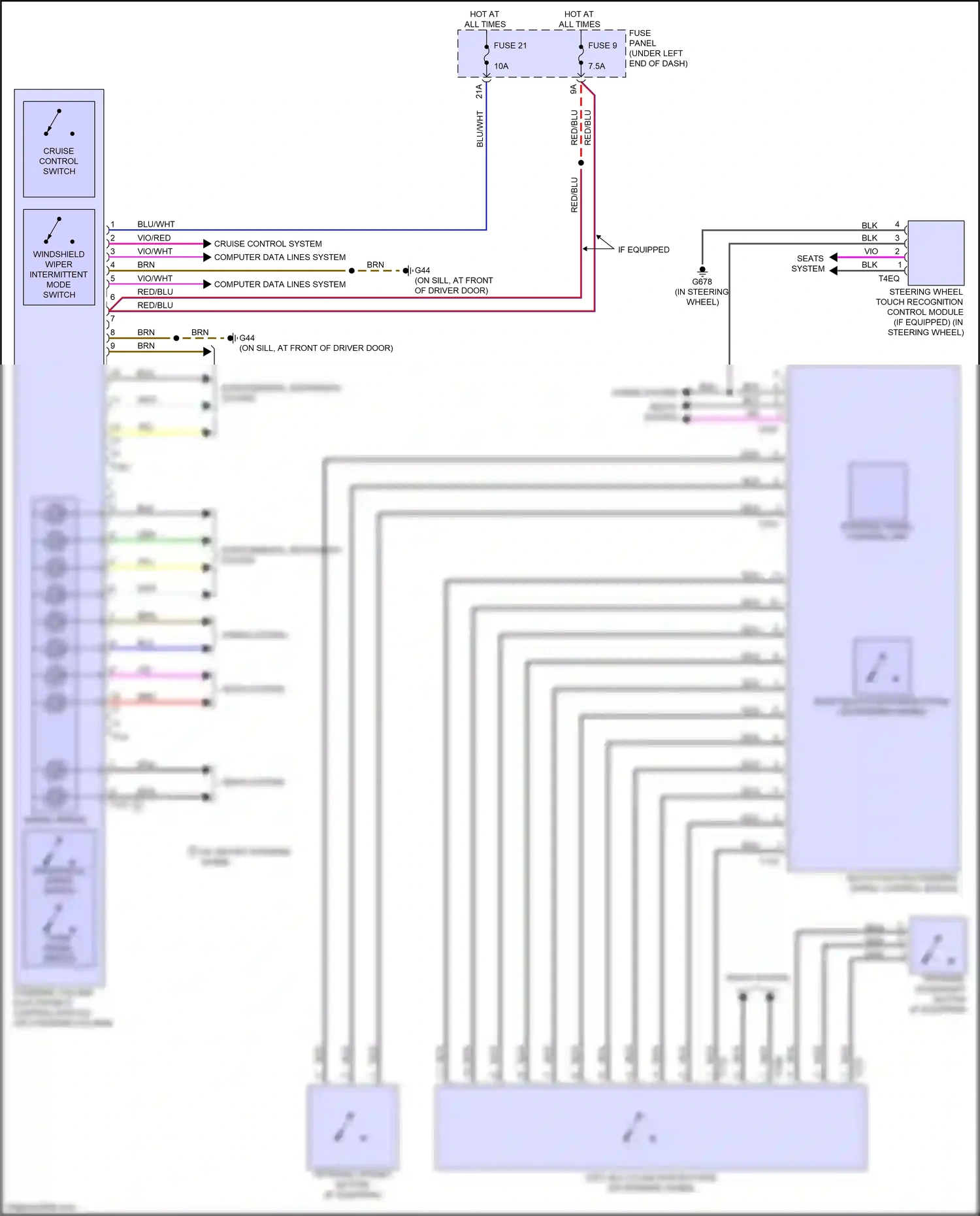 Audi Q3 II (2018-2024) left multi-function buttons on steering wheel wiring diagram  (2 of 2)