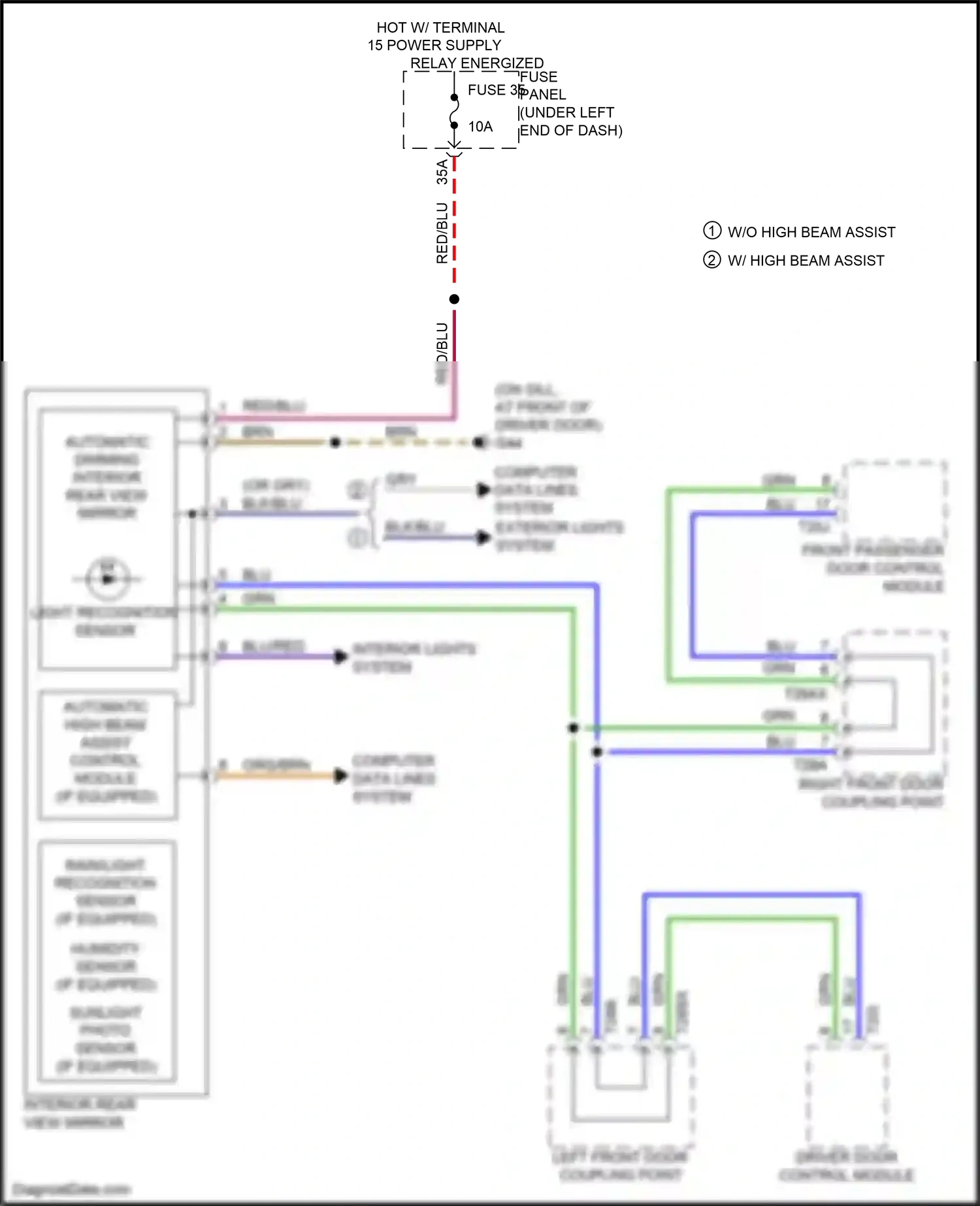Audi Q3 II (2018-2024) rain/light recognition sensor wiring diagram  (2 of 9)