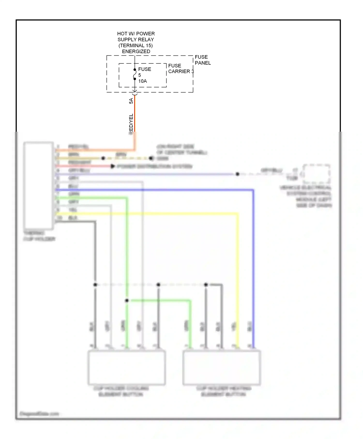 Audi Q5 I (2008-2012) cup holder heating element button wiring diagram  (1 of 1)
