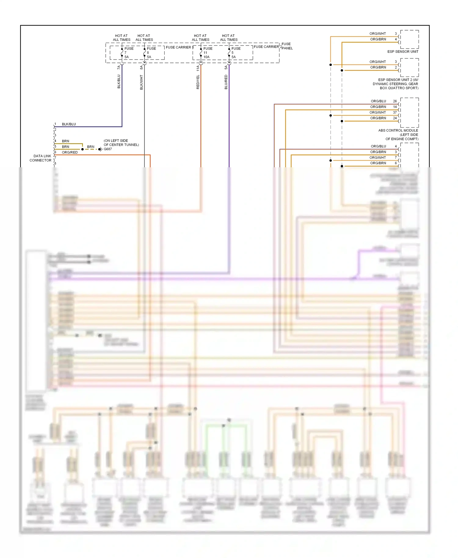Audi Q5 I (2008-2012) data bus on board diagnostic interface wiring diagram  (2 of 7)