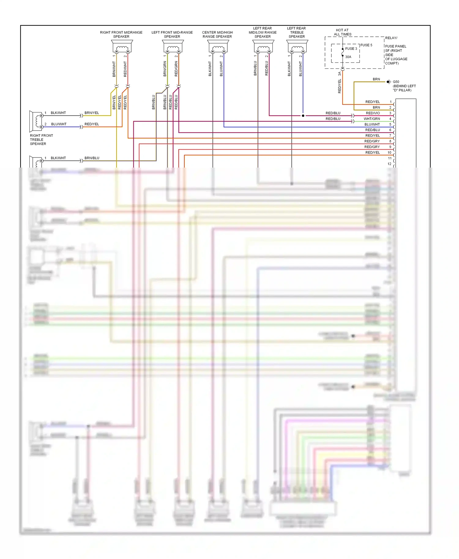 Audi Q5 I (2008-2012) left front mid-range speaker wiring diagram  (1 of 1)