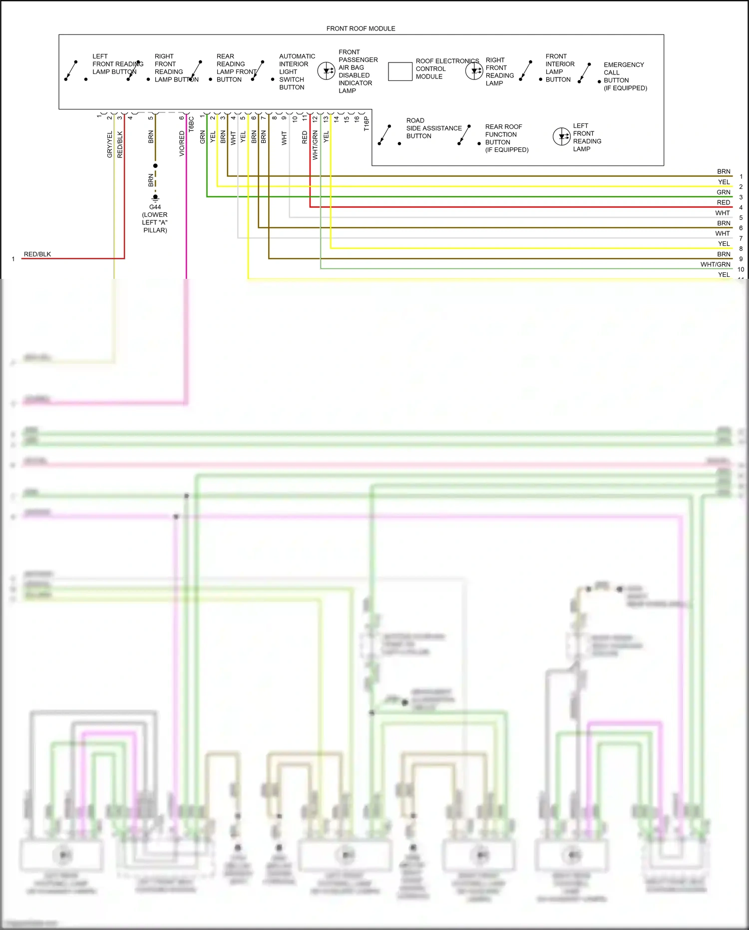 Audi Q5 II facelift (2020-2024) automatic interior light switch button wiring diagram  (1 of 1)