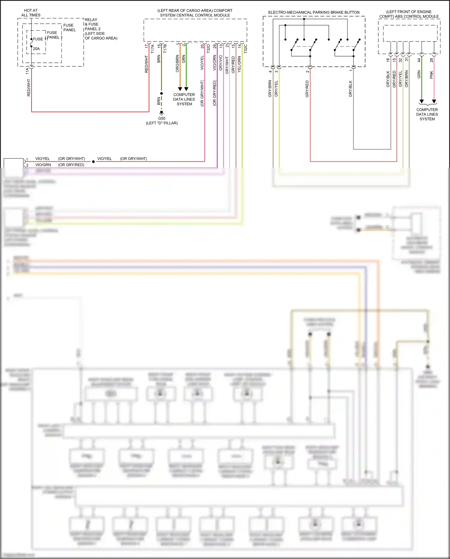 Audi Q5 II (2016-2020) left rear level control system sensor wiring diagram  (3 of 4)