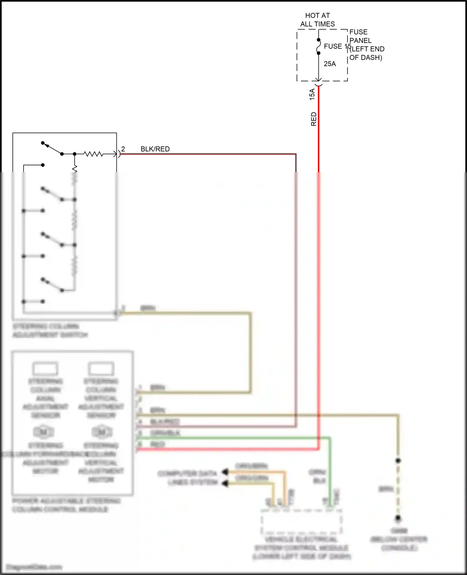 Audi Q5 II (2016-2020) power adjustable steering column control module wiring diagram  (3 of 3)