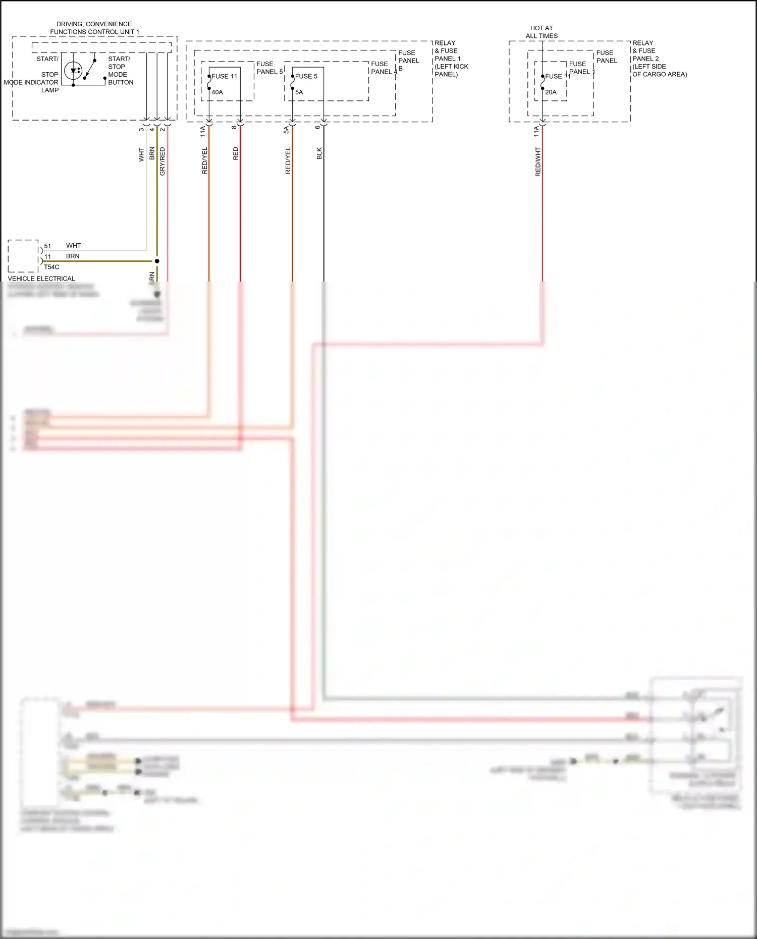 Audi Q5 II (2016-2020) start/ stop mode button wiring diagram  (2 of 2)