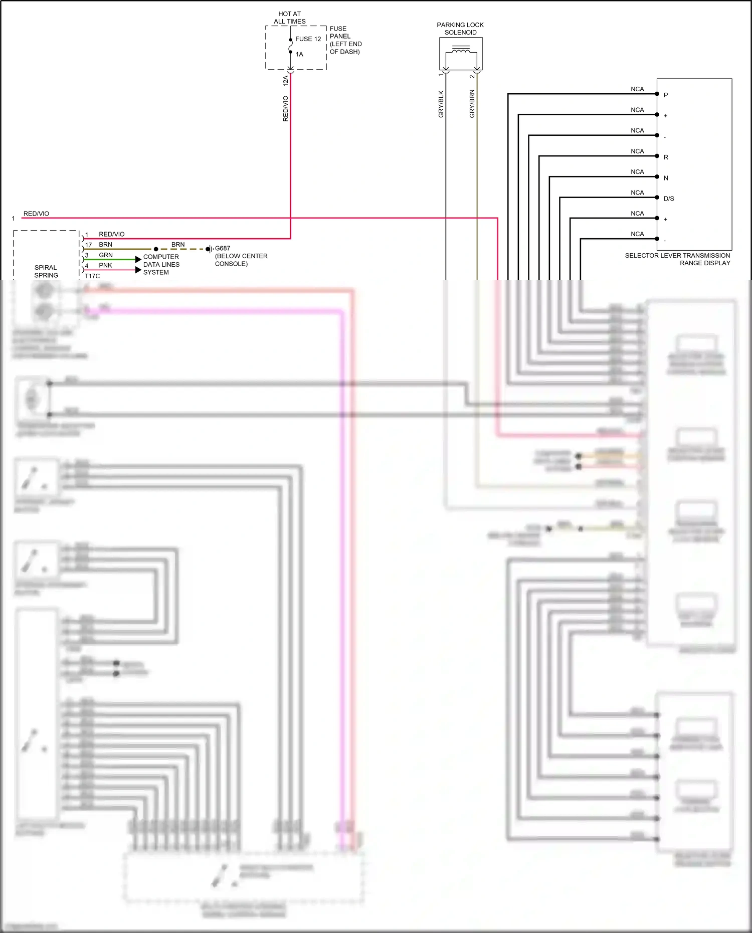 Audi Q5 II (2016-2020) tiptronic downshift button wiring diagram  (1 of 2)