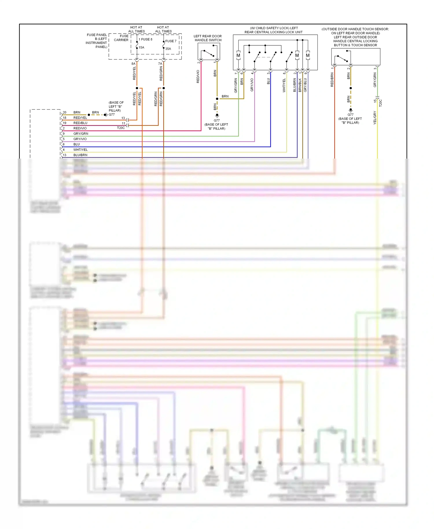 Audi Q7 4L facelift (2009-2015) keyless access authorization antenna reader (right side of luggage compt) wiring diagram  (1 of 1)