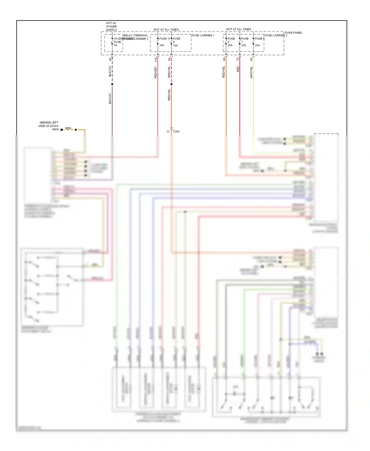 Audi Q7 4L facelift (2009-2015) sensor wiring diagram  (1 of 1)
