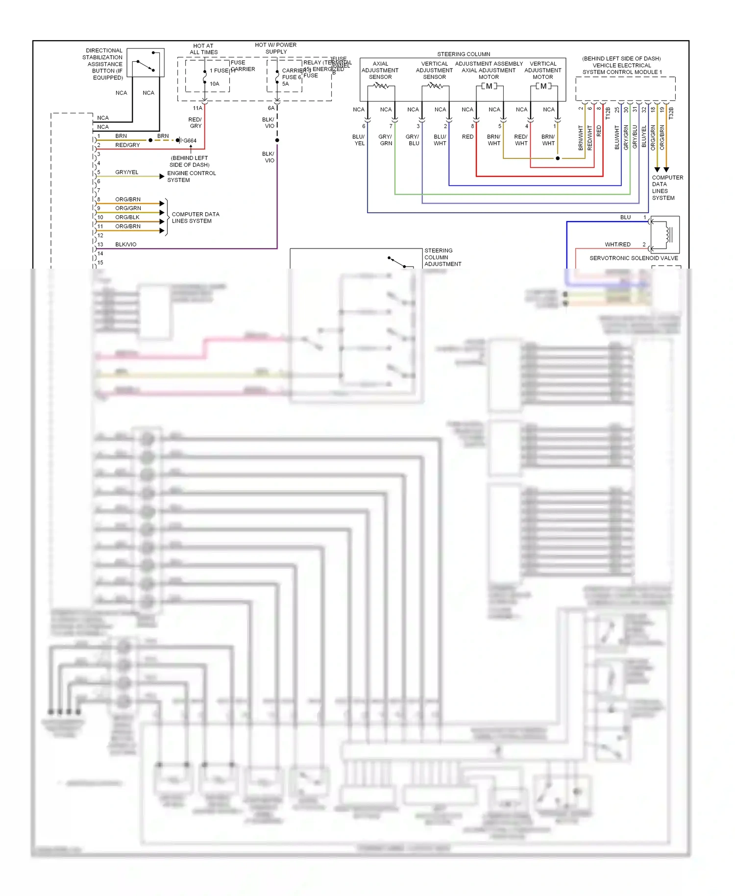 Audi Q7 4L facelift (2009-2015) steering angle sensor (steering column assembly) wiring diagram  (2 of 3)