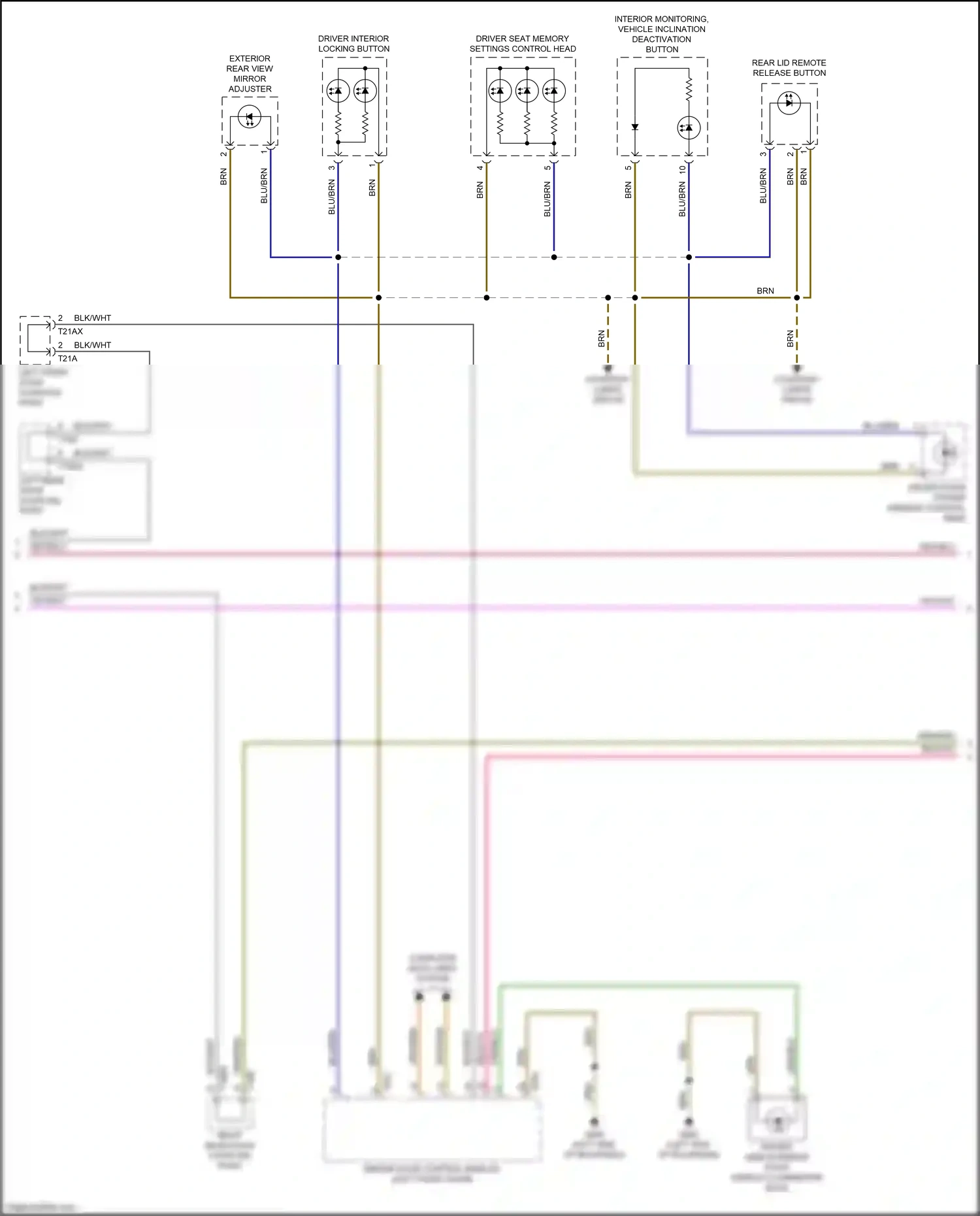 Audi Q7 4M facelift (2019-2024) driver interior locking button wiring diagram  (3 of 4)