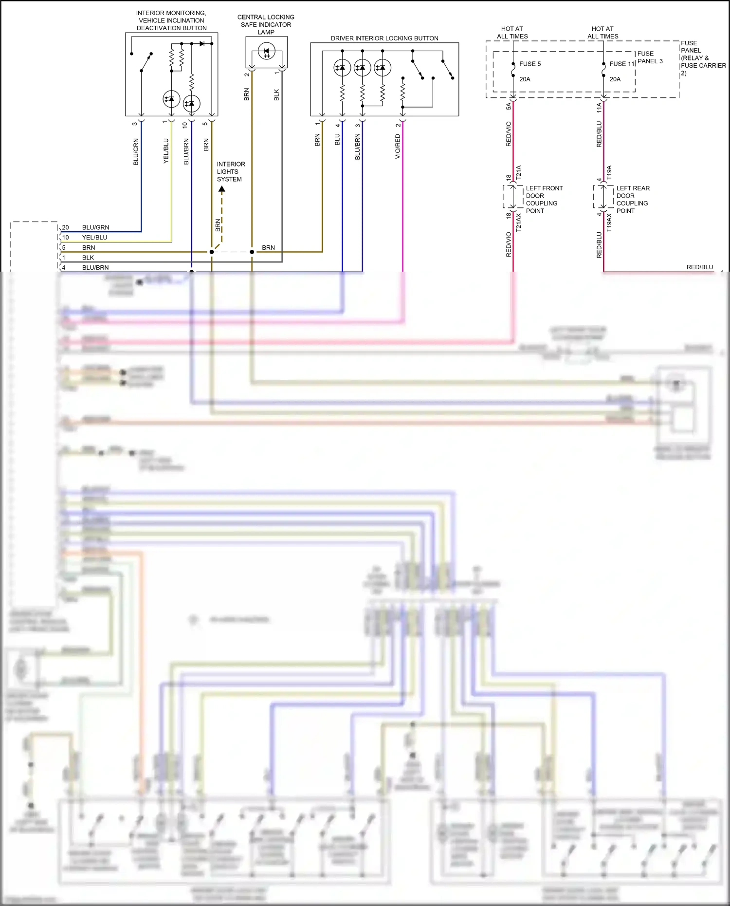 Audi Q7 4M facelift (2019-2024) driver interior locking button wiring diagram  (1 of 4)