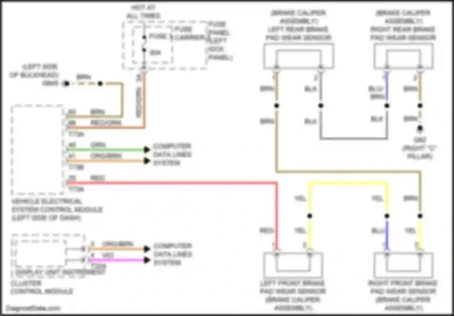Q7 Audi 4M (2015-2020): Brake wear sensor circuit