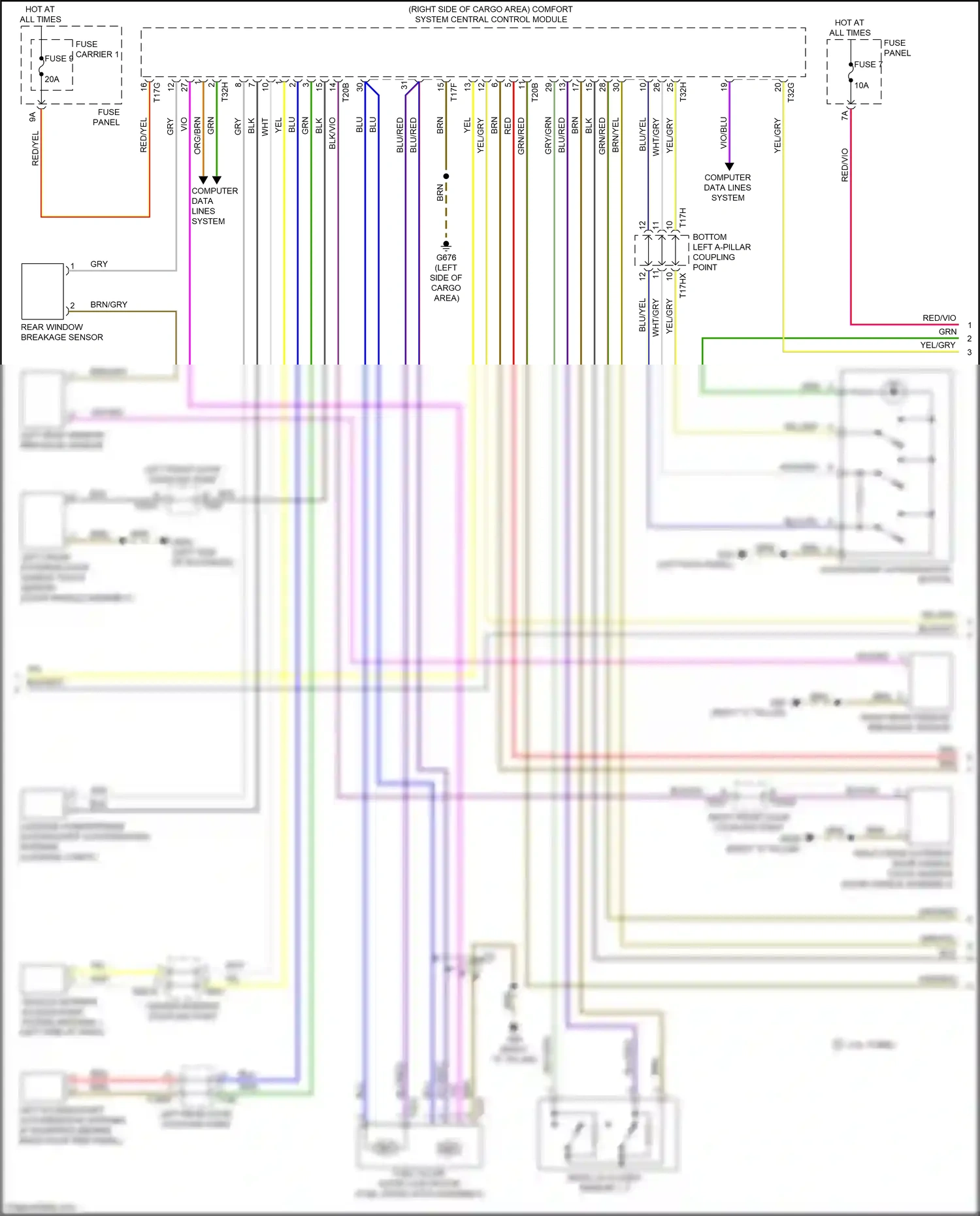 Audi Q7 4M (2015-2020) access/start authorization button wiring diagram  (1 of 3)