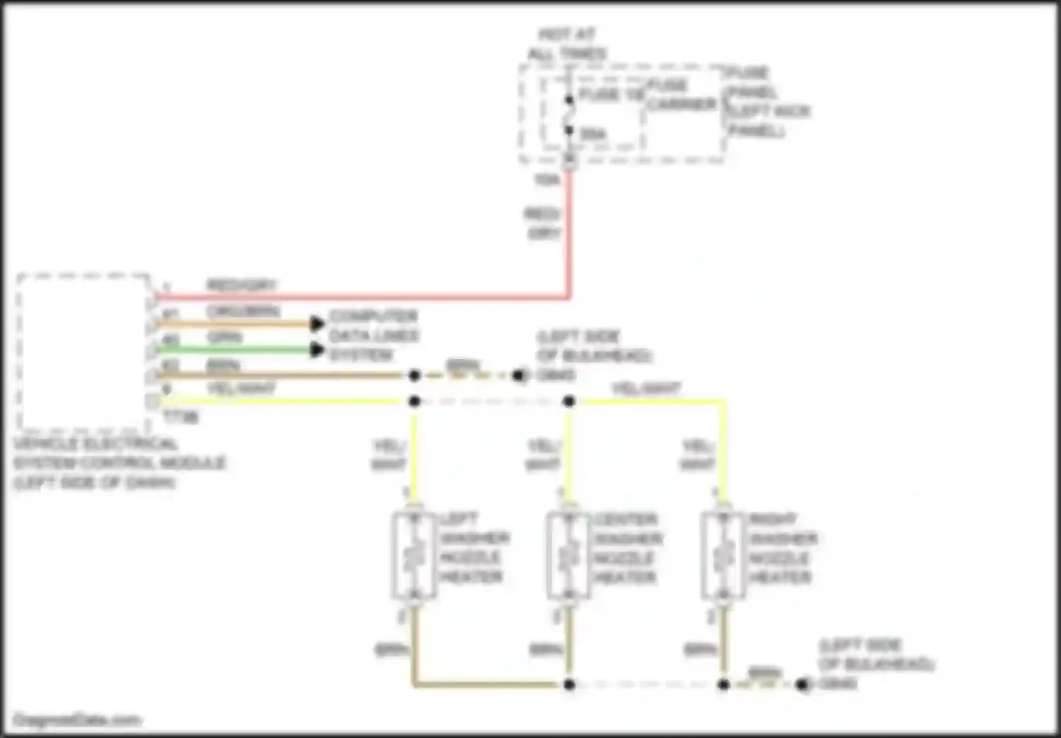 Wiring diagram center washer nozzle heater for Audi Q7 4M (2015-2020) (2 of 2)