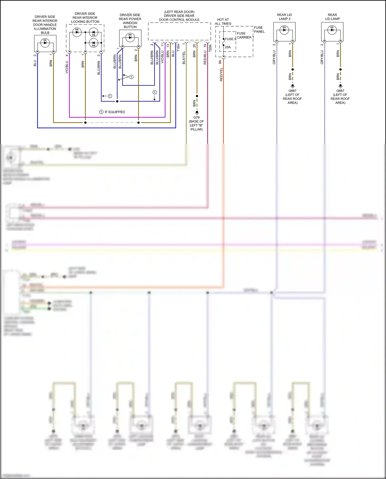 Audi Q7 4M (2015-2020) driver side rear interior locking button wiring diagram  (1 of 1)