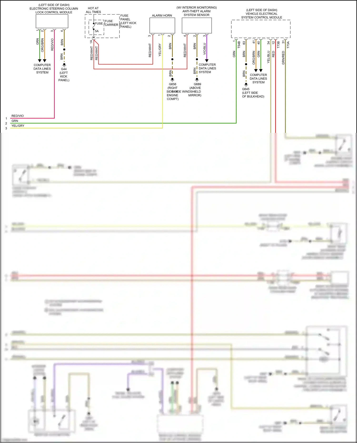 Audi Q7 4M (2015-2020) electronic steering column lock control module wiring diagram  (1 of 5)