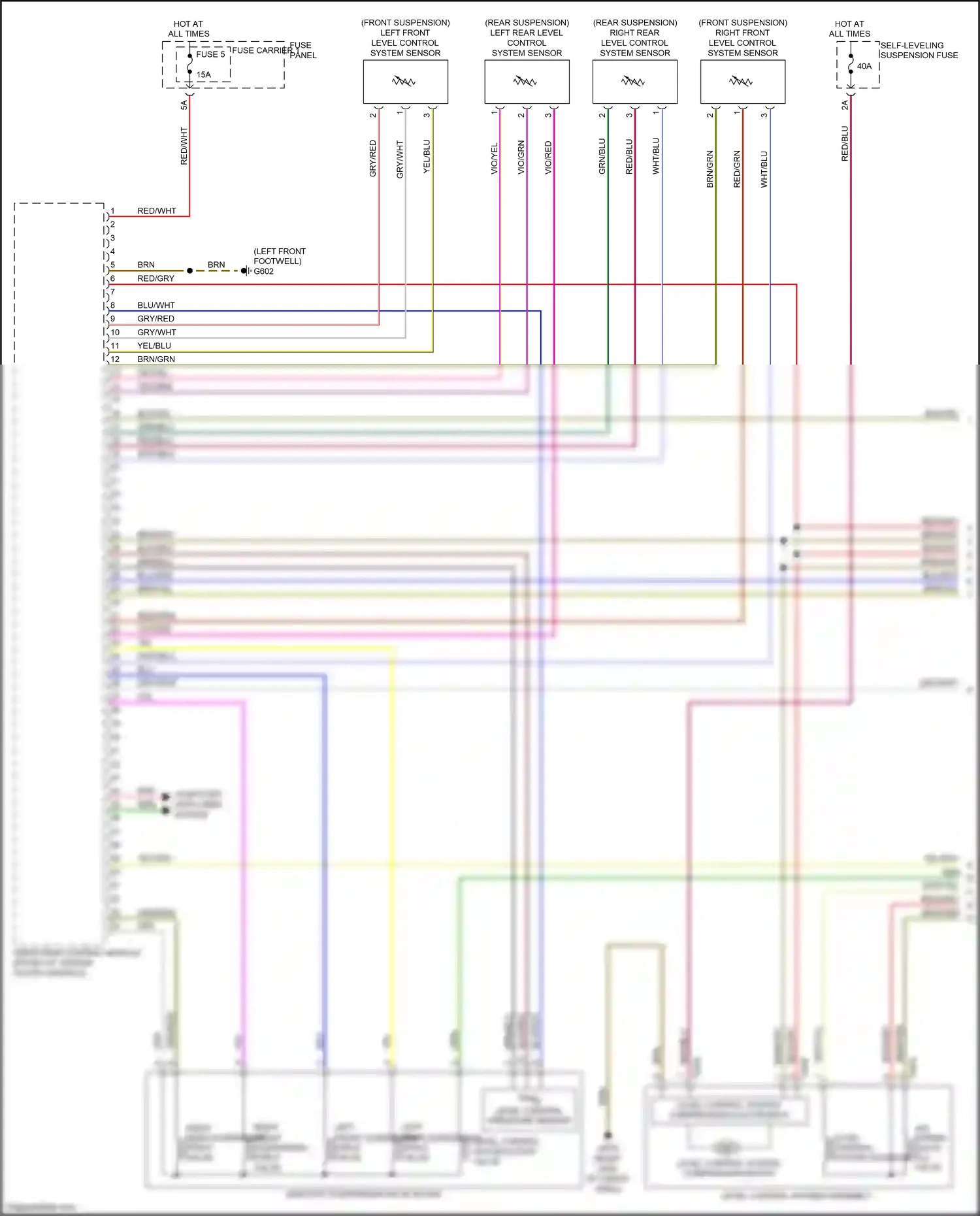 Audi Q7 4M (2015-2020) left front level control system sensor wiring diagram  (1 of 2)