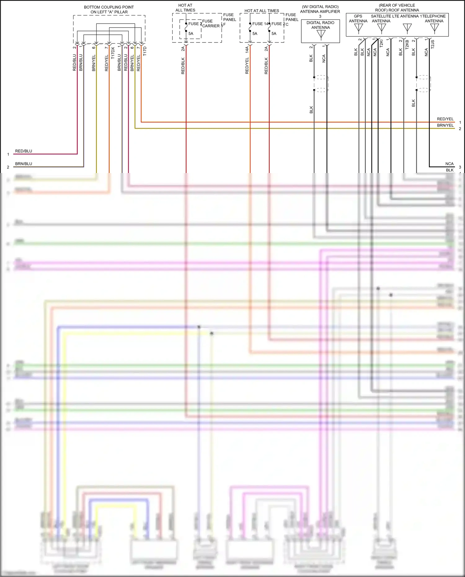 Audi Q7 4M (2015-2020) left front midrange speaker wiring diagram  (1 of 2)