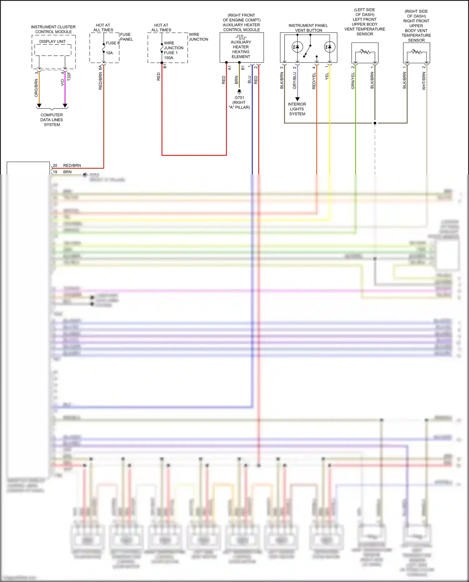 Audi Q7 4M (2015-2020) left front upper body vent temperature sensor wiring diagram  (3 of 3)