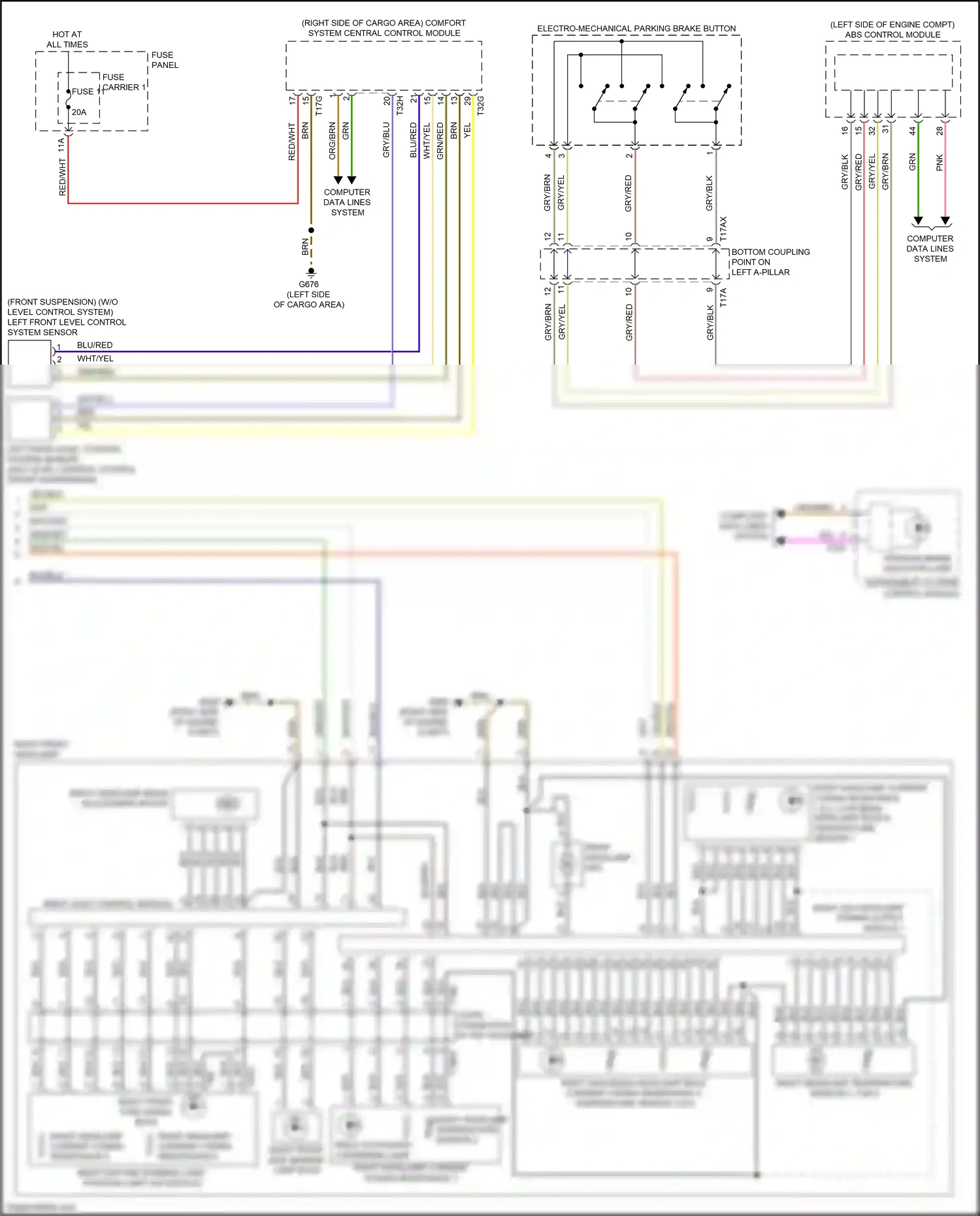 Audi Q7 4M (2015-2020) left rear level control system sensor wiring diagram  (4 of 4)
