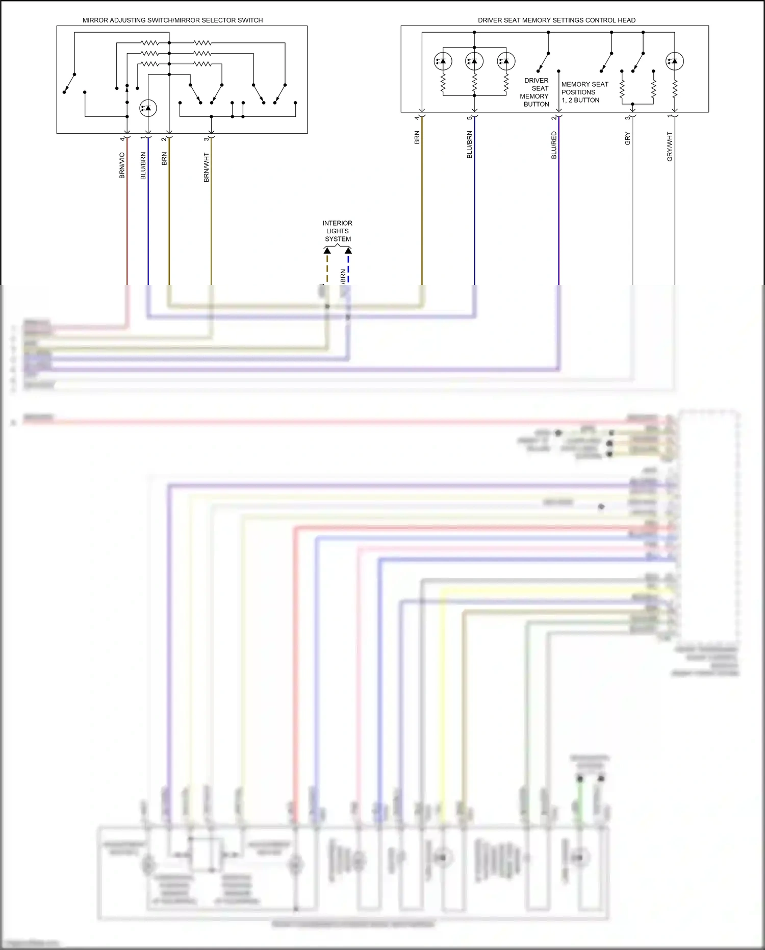 Audi Q7 4M (2015-2020) mirror adjusting switch/mirror selector switch wiring diagram  (1 of 1)