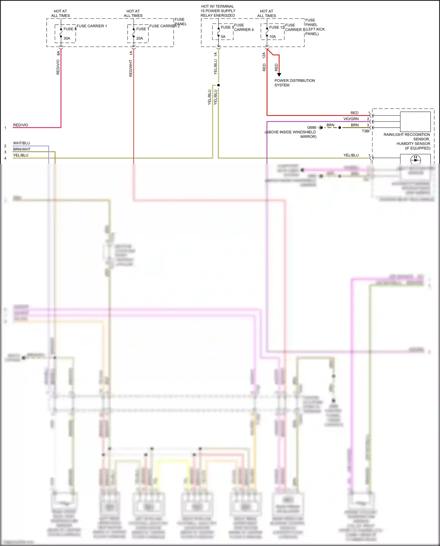 Audi Q7 4M (2015-2020) rain/light recognition sensor, humidity sensor wiring diagram  (2 of 4)