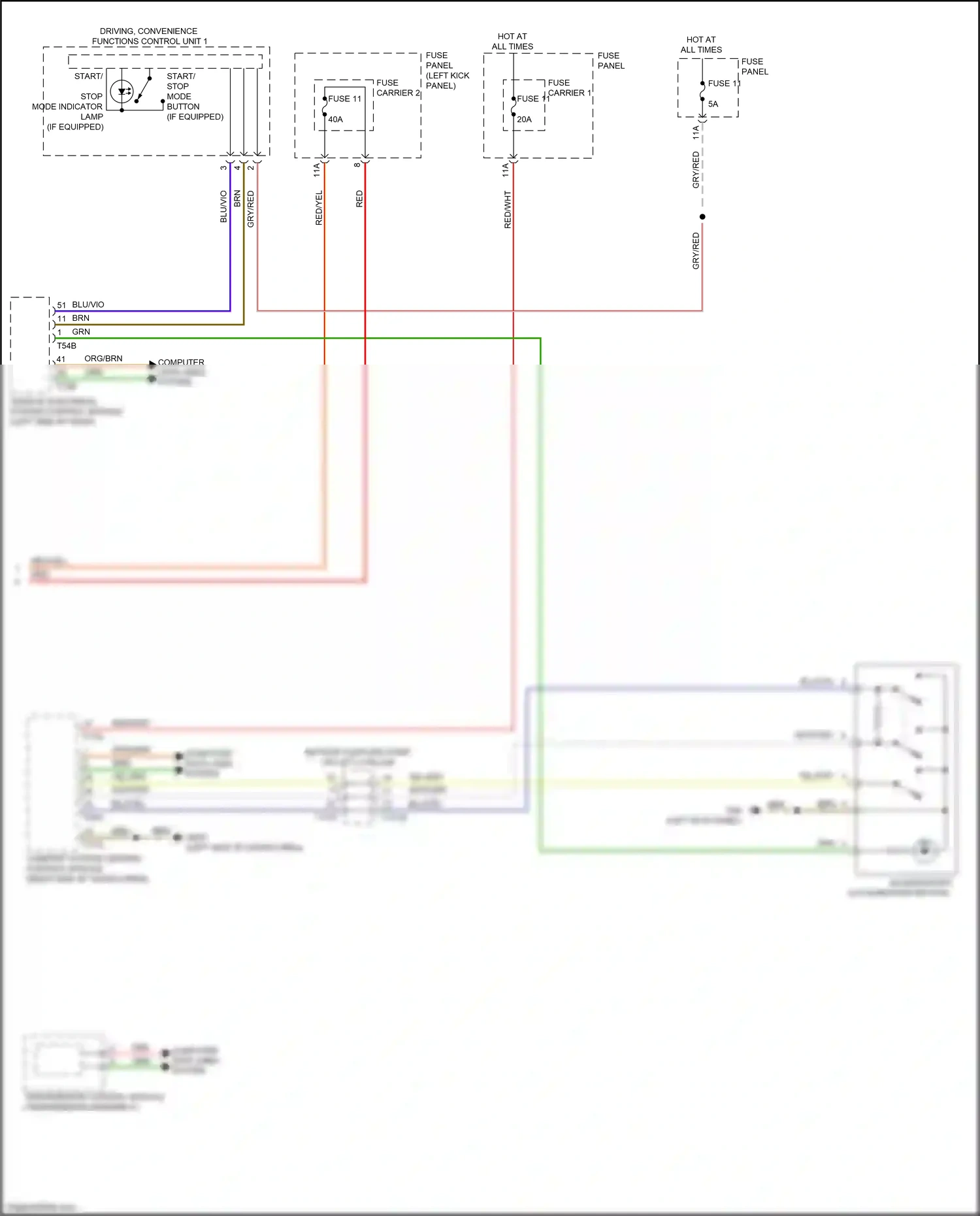 Audi Q7 4M (2015-2020) start/ stop mode button wiring diagram  (1 of 1)